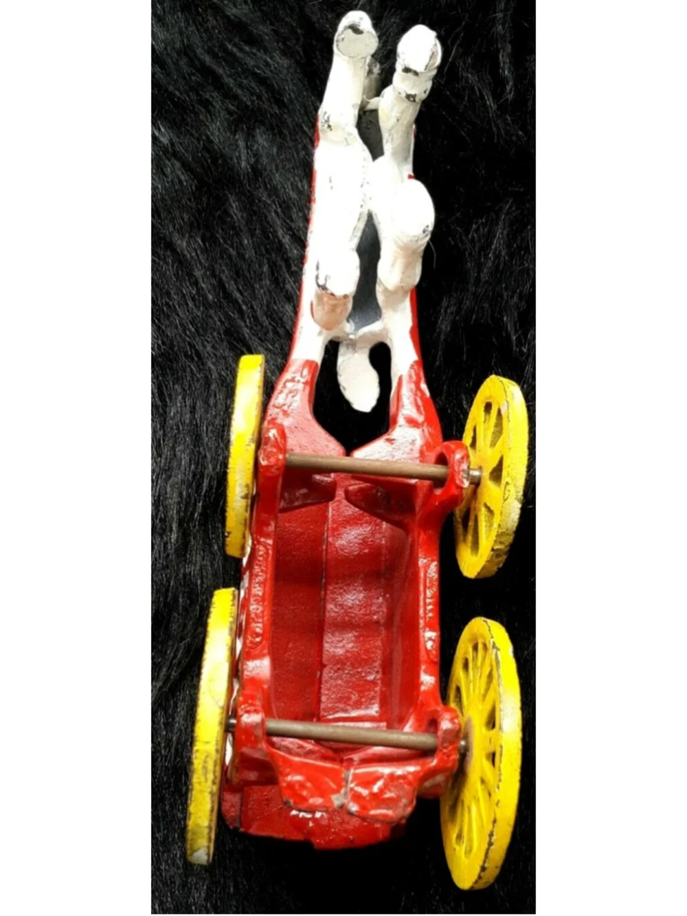 Vintage Cast Iron Horse & Ice Wagon connected children's toy heavy Antique Iron